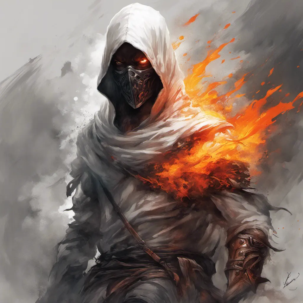 White Assassin emerging from a firey fog of battle, ink splash, Highly Detailed, Vibrant Colors, Ink Art, Fantasy, Dark by Stanley Artgerm Lau