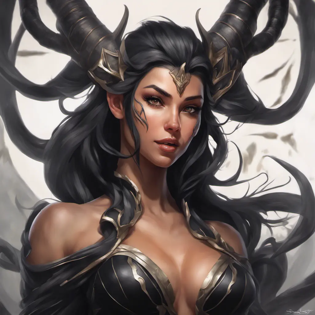 Alluring matte portrait of a beautiful Nidalee in black, 8k, Highly Detailed, Intricate, Half Body, Realistic, Sharp Focus, Volumetric Lighting, Fantasy, Elegant by Stanley Artgerm Lau, Alphonse Mucha, WLOP, Stefan Kostic