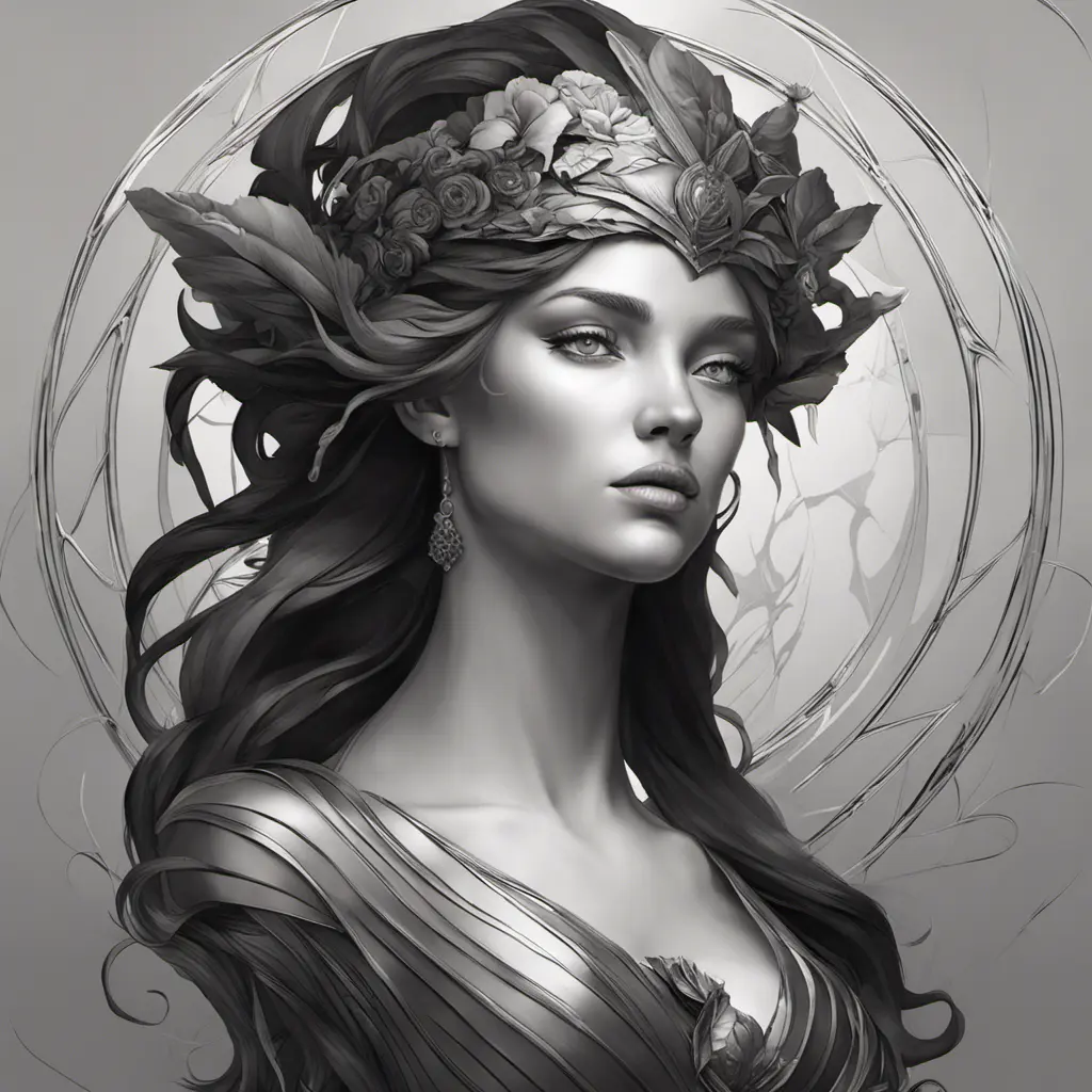 Alluring matte portrait of the beautiful goddess Artemis in black in the style of Stefan Kostic, 8k, Highly Detailed, Intricate, Realistic, Sharp Focus, Volumetric Lighting, Fantasy, Elegant by Stanley Artgerm Lau, Alphonse Mucha, WLOP