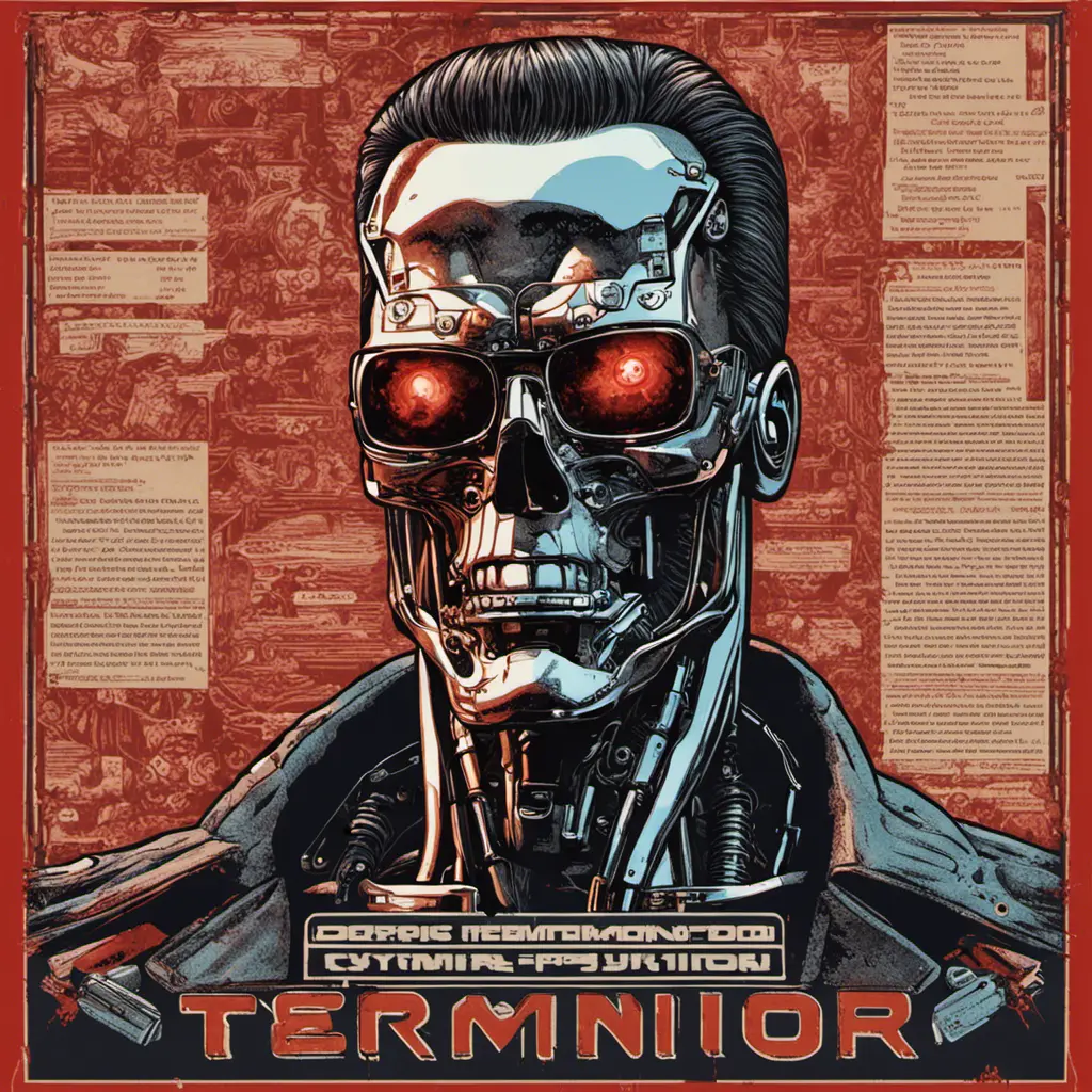 terminator for president, intricate soviet propaganda poster, Cyrillic text, Boris kriukov, vote for T800, sharp focus, text at bottom, Cyrillic, no blur, terminator t800, Dystopian, Highly Detailed, Hyper Detailed, Intricate Details, Ultra Detailed, Half Body, Post-Apocalyptic, Cyberpunk, Futuristic, Psychedelic, Retro-Futurism, Soviet Poster, Digital Painting, Poster, Propaganda Poster, Sharp Focus, Artgerm, Futurism by Beeple, Alex Grey, Alphonse Mucha