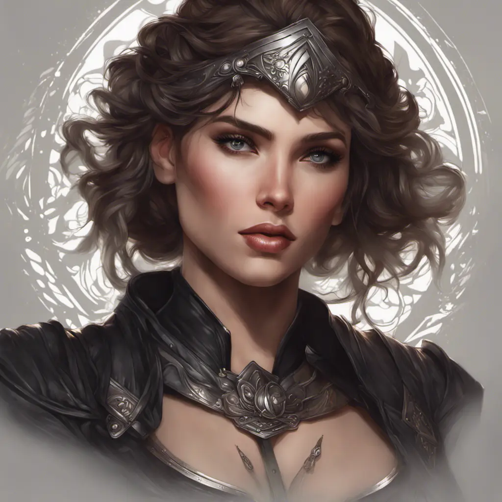 Alluring matte portrait of a beautiful Kassandra wearing black leather, 8k, Highly Detailed, Intricate, Half Body, Realistic, Sharp Focus, Volumetric Lighting, Fantasy, Elegant by Stanley Artgerm Lau, Alphonse Mucha, WLOP, Stefan Kostic