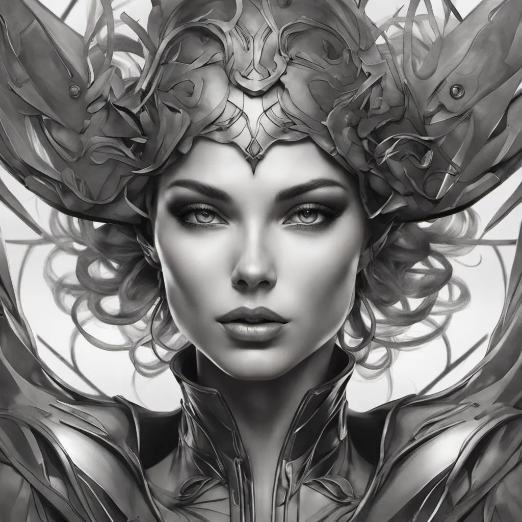 Alluring matte portrait of a beautiful Vex wearing black leather, 8k, Highly Detailed, Intricate, Half Body, Realistic, Sharp Focus, Volumetric Lighting, Fantasy, Elegant by Stanley Artgerm Lau, Alphonse Mucha, WLOP