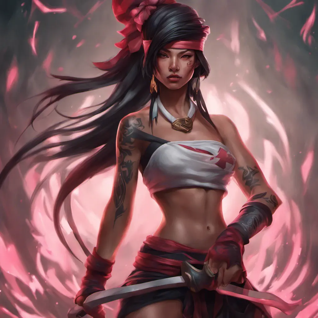 Matte portrait of Akali from League of Legends with tattoos, 8k, Highly Detailed, Powerful, Alluring, Artstation, Magical, Digital Painting, Photo Realistic, Sharp Focus, Volumetric Lighting, Concept Art by Stanley Artgerm Lau, Alphonse Mucha, Greg Rutkowski