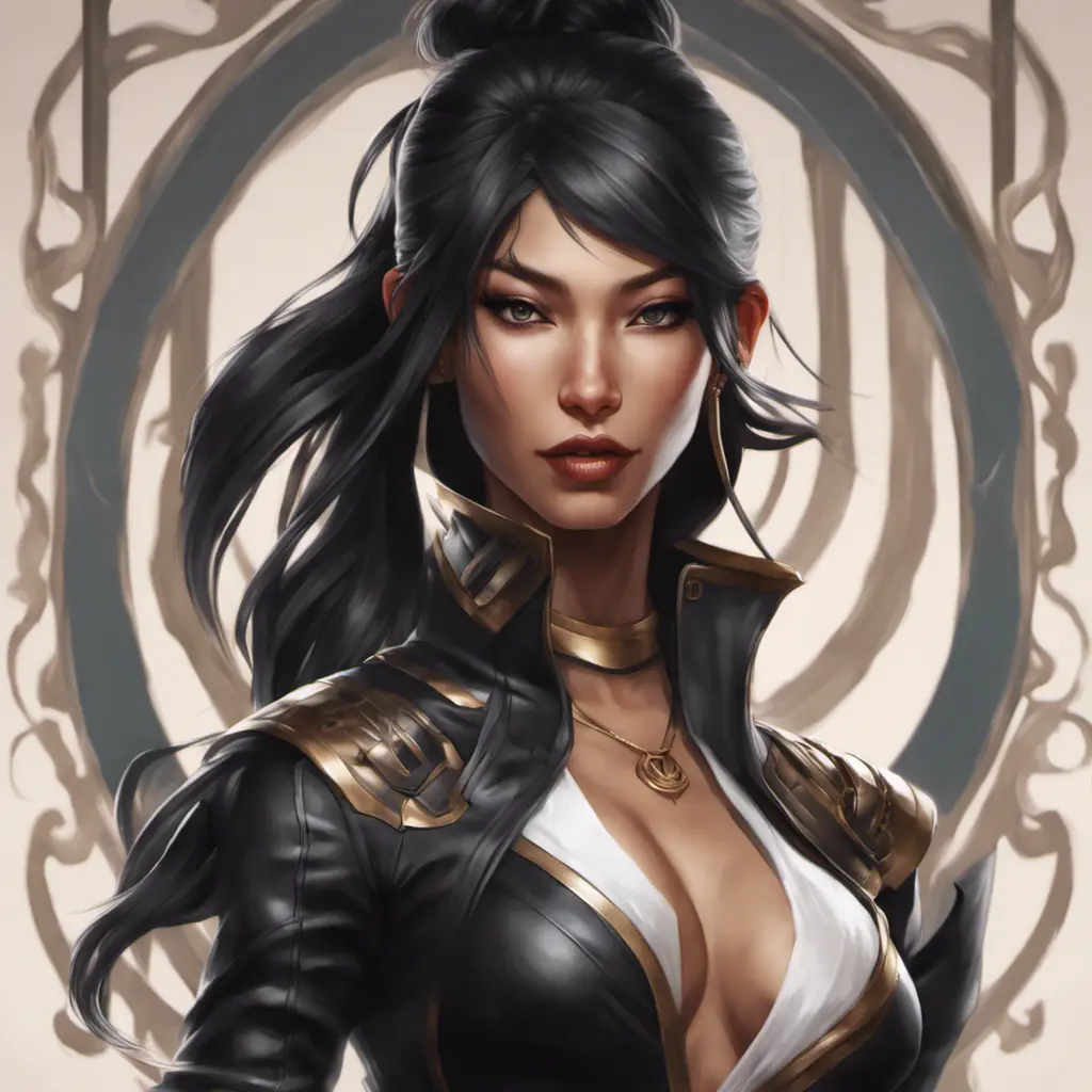 Alluring matte portrait of a beautiful Akali wearing black leather, 8k, Highly Detailed, Intricate, Half Body, Realistic, Sharp Focus, Volumetric Lighting, Fantasy, Elegant by Stanley Artgerm Lau, Alphonse Mucha, WLOP