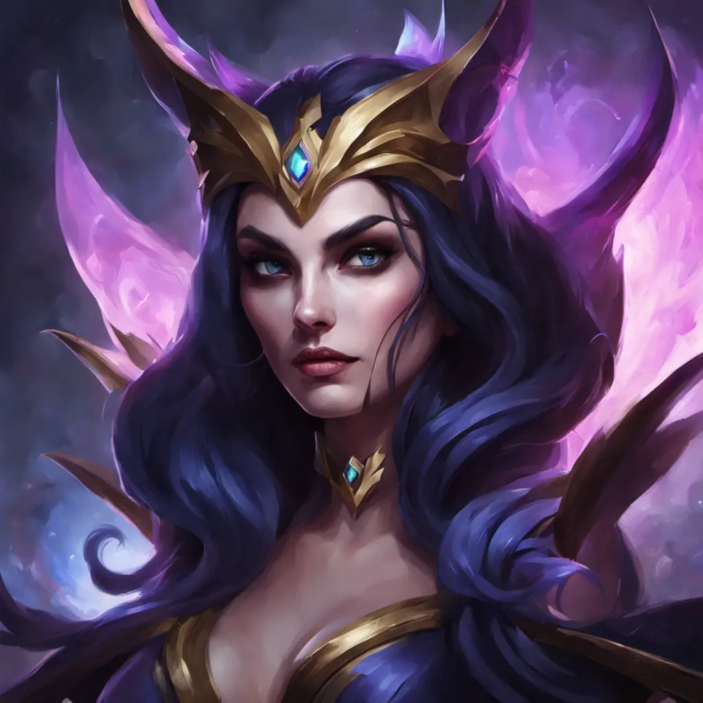 Alluring matte portrait of a beautiful Morgana from League of Legends in the style of Stefan Kostic, 8k, High Definition, Highly Detailed, Intricate, Half Body, Realistic, Sharp Focus, Fantasy, Elegant