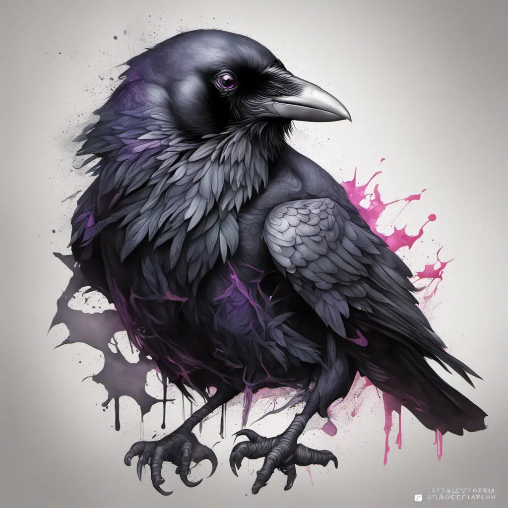 Raven, Highly Detailed, Intricate, Color Splash, Ink Art, Fantasy, Dark by Stanley Artgerm Lau