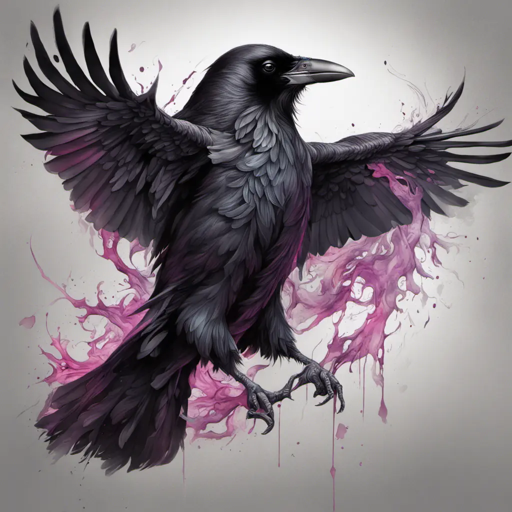 Raven, Highly Detailed, Intricate, Color Splash, Ink Art, Fantasy, Dark by Stanley Artgerm Lau