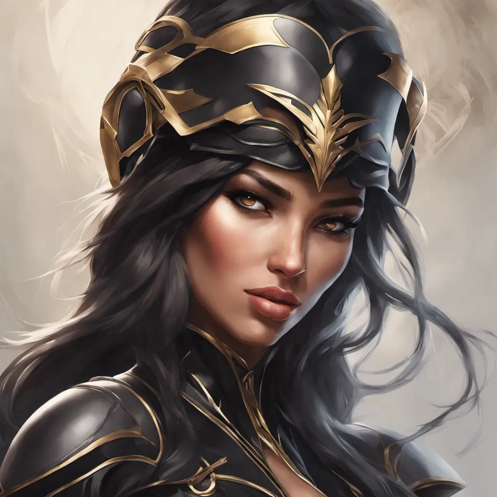 Alluring matte portrait of a beautiful Sivir wearing black leather, 8k, Highly Detailed, Intricate, Half Body, Realistic, Sharp Focus, Volumetric Lighting, Fantasy, Elegant by Stanley Artgerm Lau, Alphonse Mucha, WLOP