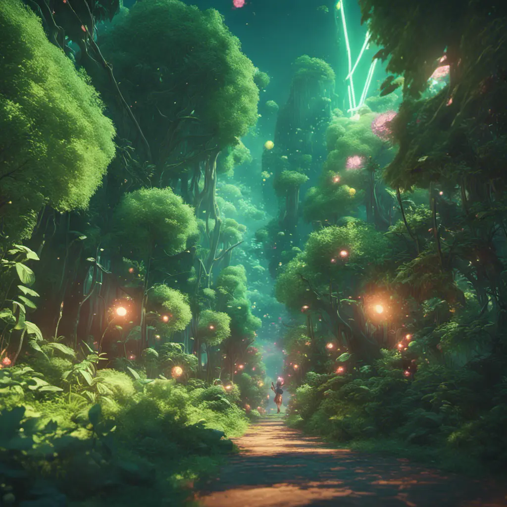 Studio ghibli, rocket explosion, jungle, solar, green technology, optimist future, 8k, Bokeh effect, Cinematic Lighting, Octane Render, Iridescence, Volumetric Lighting, Vibrant by Beeple, Asher Brown Durand, Dan Mumford, Greg Rutkowski, WLOP