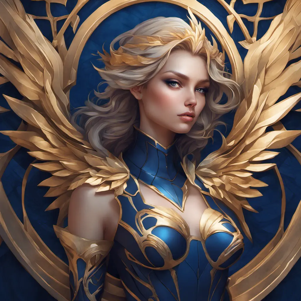 Alluring matte portrait of the beautiful Kayle in dark blue, 8k, Highly Detailed, Intricate, Realistic, Sharp Focus, Volumetric Lighting, Fantasy, Elegant by Stanley Artgerm Lau, Alphonse Mucha, WLOP, Stefan Kostic