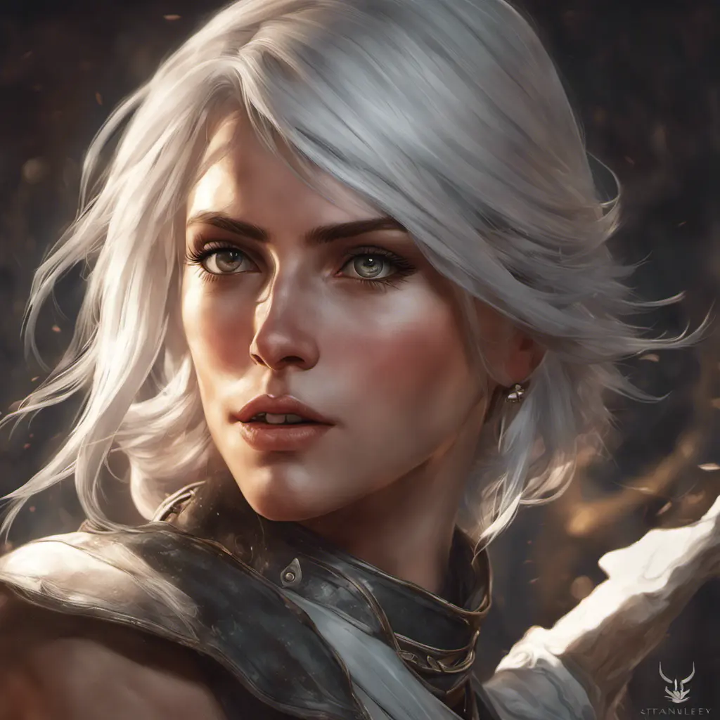 Alluring matte portrait of a beautiful Ciri in The WItcher3 style, 8k, Highly Detailed, Intricate, Half Body, Realistic, Sharp Focus, Volumetric Lighting, Fantasy, Elegant by Stanley Artgerm Lau, Alphonse Mucha, WLOP