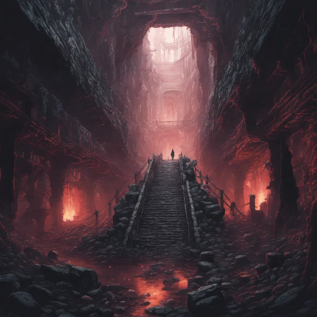 Hyper Detailed illustration of an eerie dystopian underground dungeon, 8k, Gothic and Fantasy, Horror, Epic, Sharp Focus, Deviantart by Alena Aenami