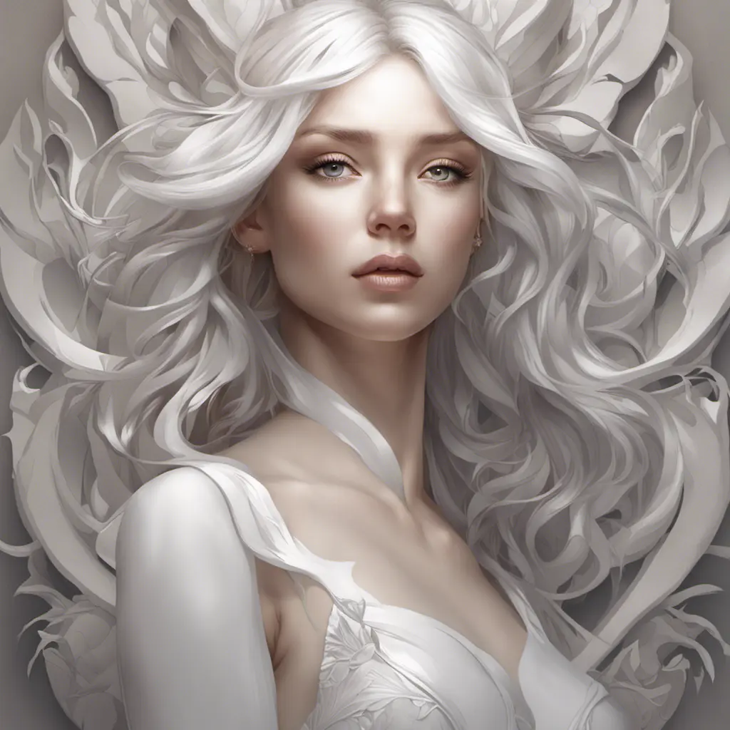 Alluring matte portrait of a beautiful A2 in white, 8k, Highly Detailed, Intricate, Half Body, Realistic, Sharp Focus, Volumetric Lighting, Fantasy, Elegant by Stanley Artgerm Lau, Alphonse Mucha, WLOP, Stefan Kostic