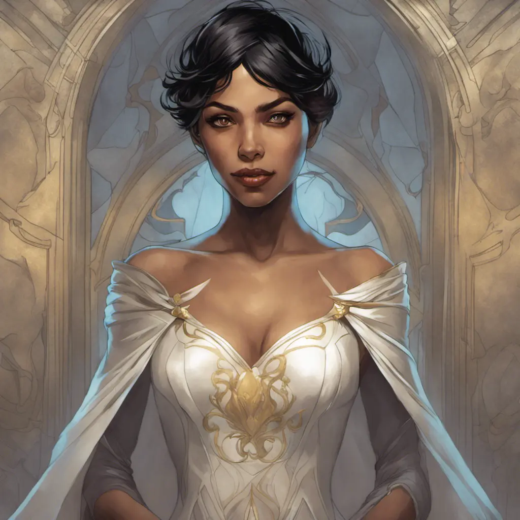 Cassandra cain in a wedding dress, riot entertainment, Realistic, Artgerm, Concept Art, Portrait by Alphonse Mucha, Greg Rutkowski