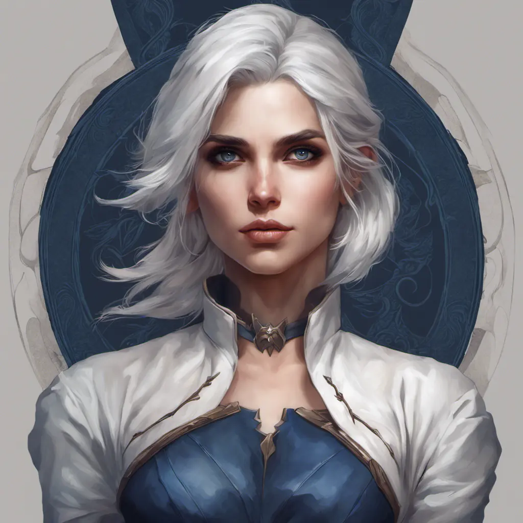 Alluring matte portrait of a beautiful Ciri wearing dark blue, 8k, Highly Detailed, Intricate, Half Body, Realistic, Sharp Focus, Volumetric Lighting, Fantasy, Elegant by Stanley Artgerm Lau, Alphonse Mucha, WLOP, Stefan Kostic