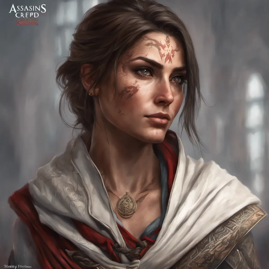 Matte portrait of Kassandra from Assassins Creed with tattoos, 8k, Highly Detailed, Powerful, Alluring, Artstation, Magical, Digital Painting, Photo Realistic, Sharp Focus, Volumetric Lighting, Concept Art by Stanley Artgerm Lau, Alphonse Mucha, Greg Rutkowski