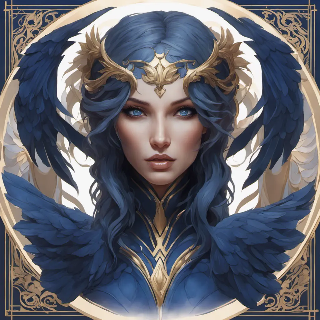 Alluring matte portrait of the beautiful Kayle in dark blue, 8k, Highly Detailed, Intricate, Realistic, Sharp Focus, Volumetric Lighting, Fantasy, Elegant by Stanley Artgerm Lau, Alphonse Mucha, WLOP, Stefan Kostic