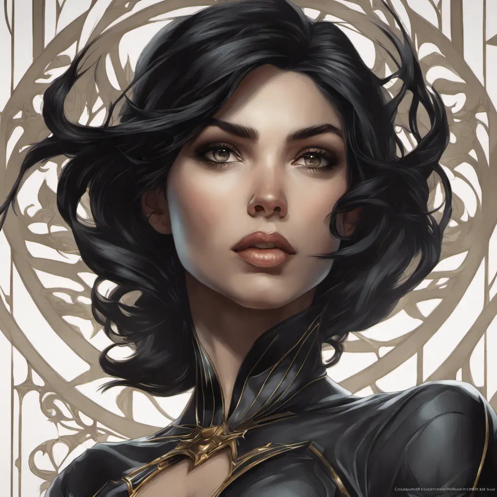 Alluring matte portrait of the beautiful Cassandra Cain in black, 8k, Highly Detailed, Intricate, Realistic, Sharp Focus, Volumetric Lighting, Fantasy, Elegant by Stanley Artgerm Lau, Alphonse Mucha, WLOP, Stefan Kostic