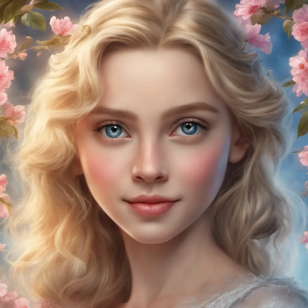 Cinderella, Atmospheric, High Definition, Highly Detailed, Hyper Detailed, Intricate Artwork, Intricate Details, Masterpiece, Ultra Detailed, Closeup of Face, Half Body, Beautiful, Gorgeous, Unimaginable Beauty, Blonde Hair, Large Eyes, Perfect Face, Pretty Face, Rosy Cheeks, Small Nose, Smiling, Matte Painting, Spring, Sunny Day, Sharp Focus, Centered, Beautifully Lit, Closeup Portrait, Portrait, Fantasy, Colorful, Vivid by Stefan Kostic