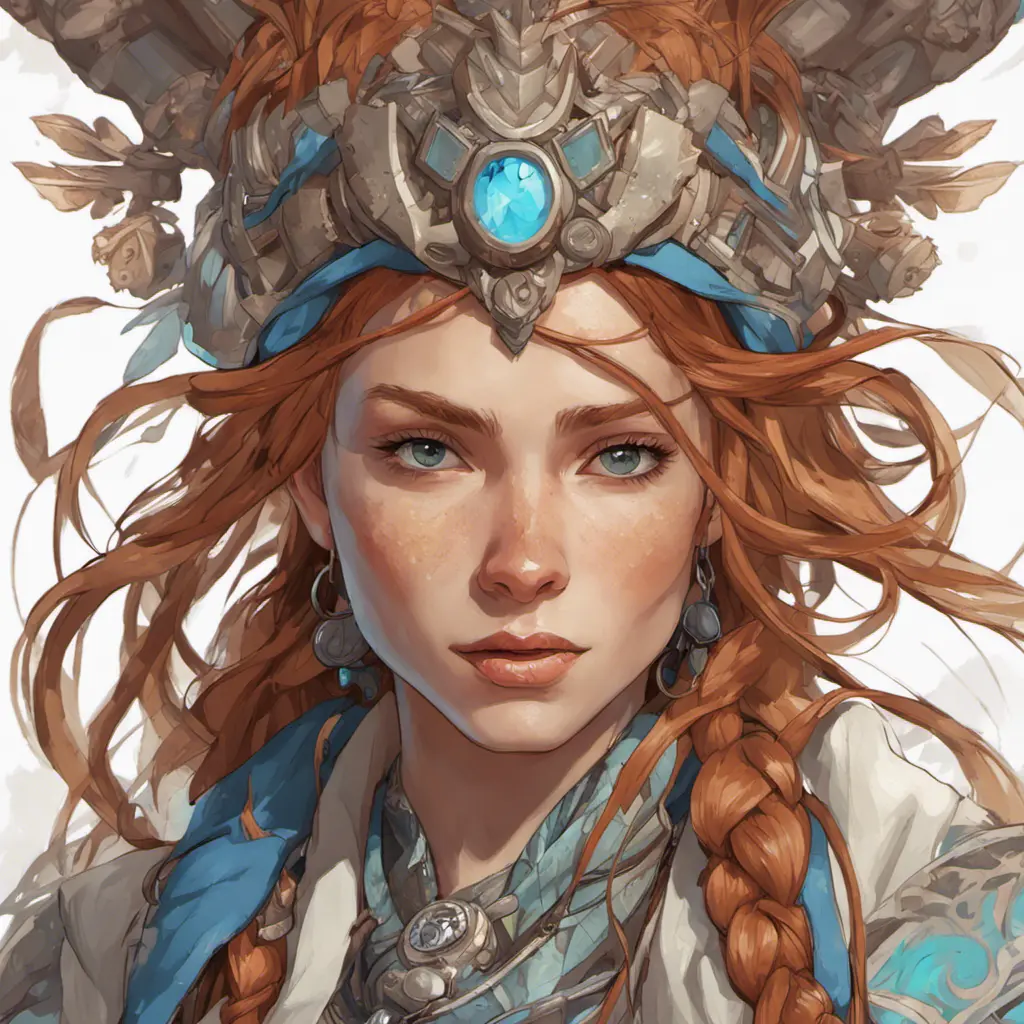 Anime portrait of Aloy, Highly Detailed, Intricate, Artstation, Beautiful, Digital Painting, Sharp Focus, Concept Art, Elegant by Alphonse Mucha