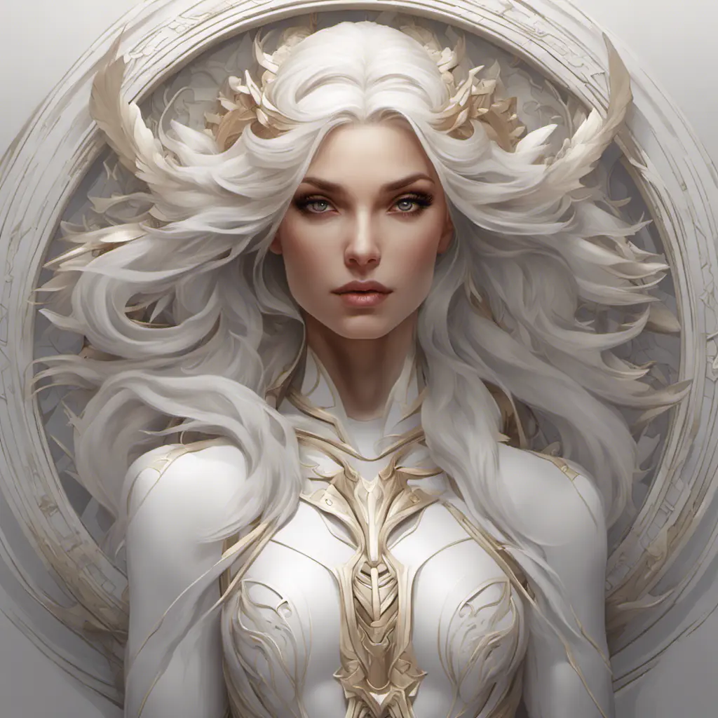 Alluring matte portrait of the beautiful Kayle in white, 8k, Highly Detailed, Intricate, Realistic, Sharp Focus, Volumetric Lighting, Fantasy, Elegant by Stanley Artgerm Lau, Alphonse Mucha, WLOP, Stefan Kostic