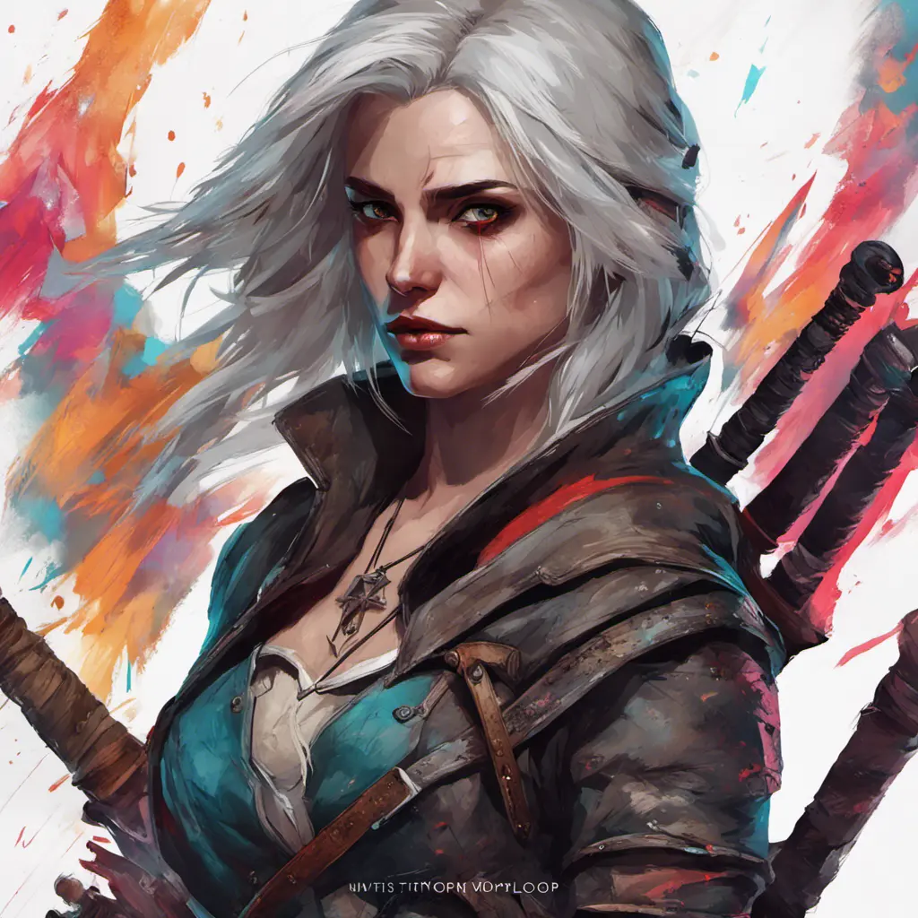 Ciri from The Witcher in Assassin's Creed style, Highly Detailed, Vibrant Colors, Ink Art, Fantasy, Dark by WLOP