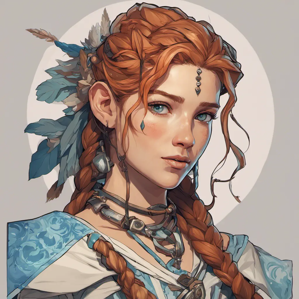 Anime portrait of Aloy, Highly Detailed, Intricate, Artstation, Beautiful, Digital Painting, Sharp Focus, Concept Art, Elegant by Alphonse Mucha