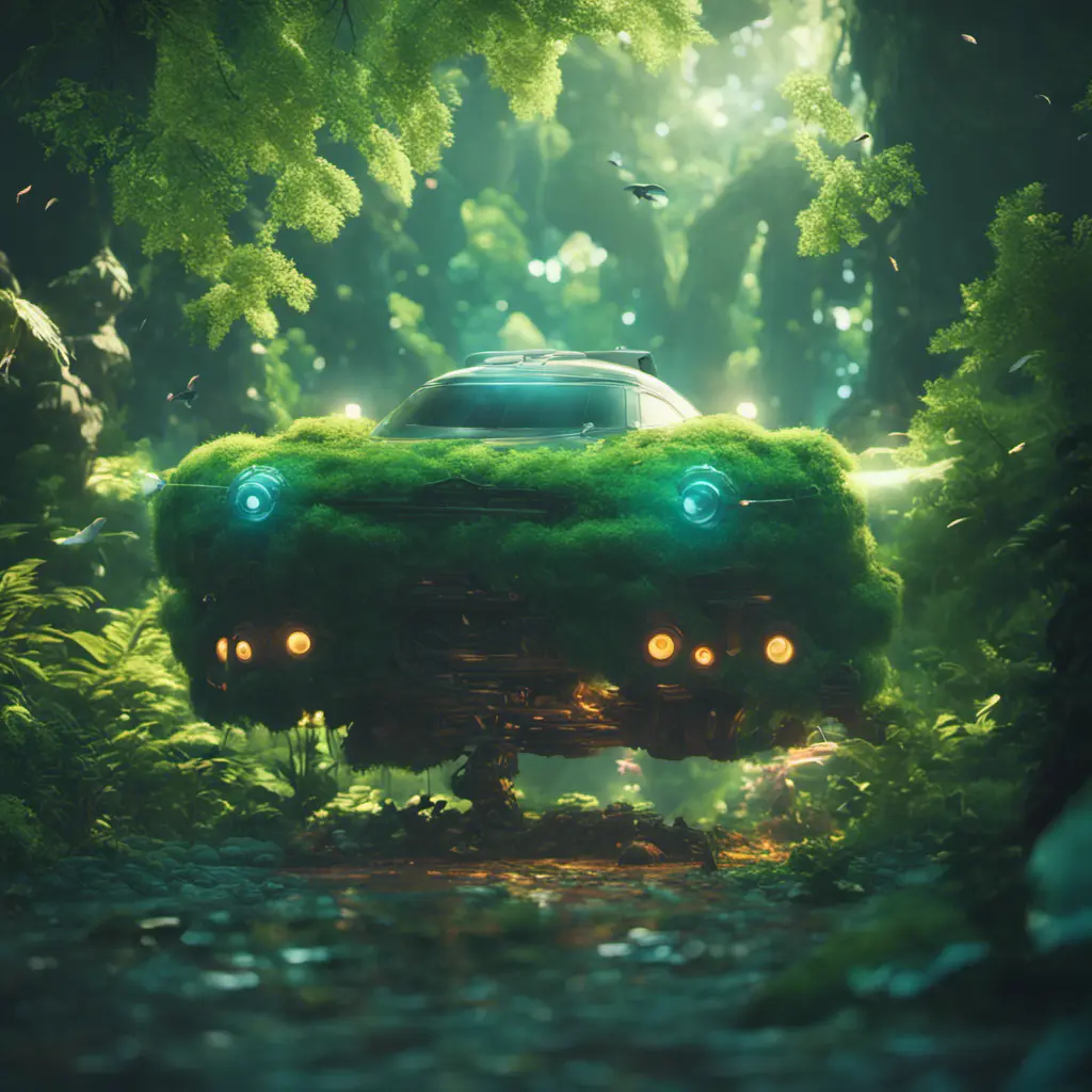 Studio ghibli, rocket explosion, jungle, solar, green technology, optimist future, 8k, Bokeh effect, Cinematic Lighting, Octane Render, Iridescence, Volumetric Lighting, Vibrant by Beeple, Asher Brown Durand, Dan Mumford, Greg Rutkowski, WLOP