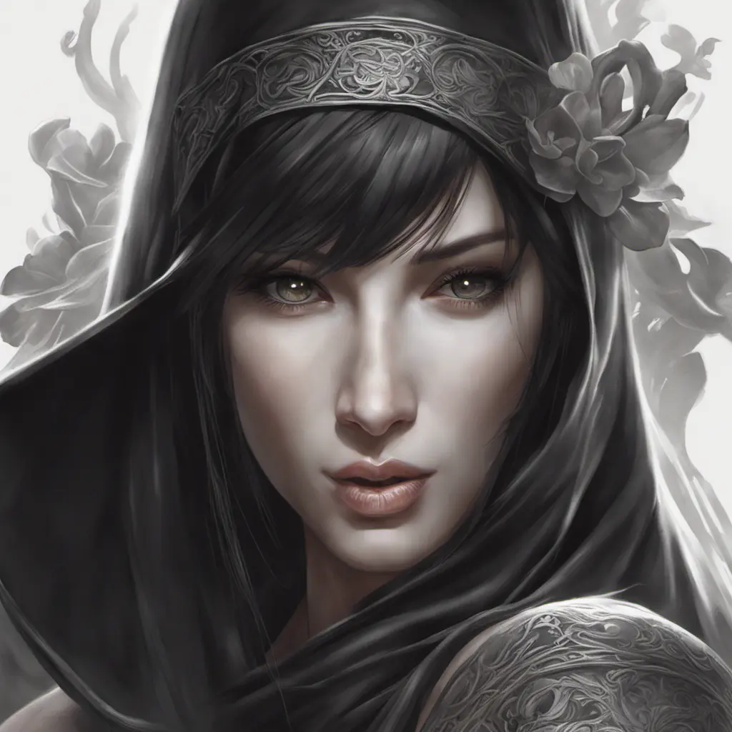 Alluring matte portrait of a beautiful veiled Tifa Lockhart wearing a black veil, 8k, Highly Detailed, Intricate, Half Body, Realistic, Sharp Focus, Volumetric Lighting, Fantasy, Elegant by Stanley Artgerm Lau, Alphonse Mucha, WLOP