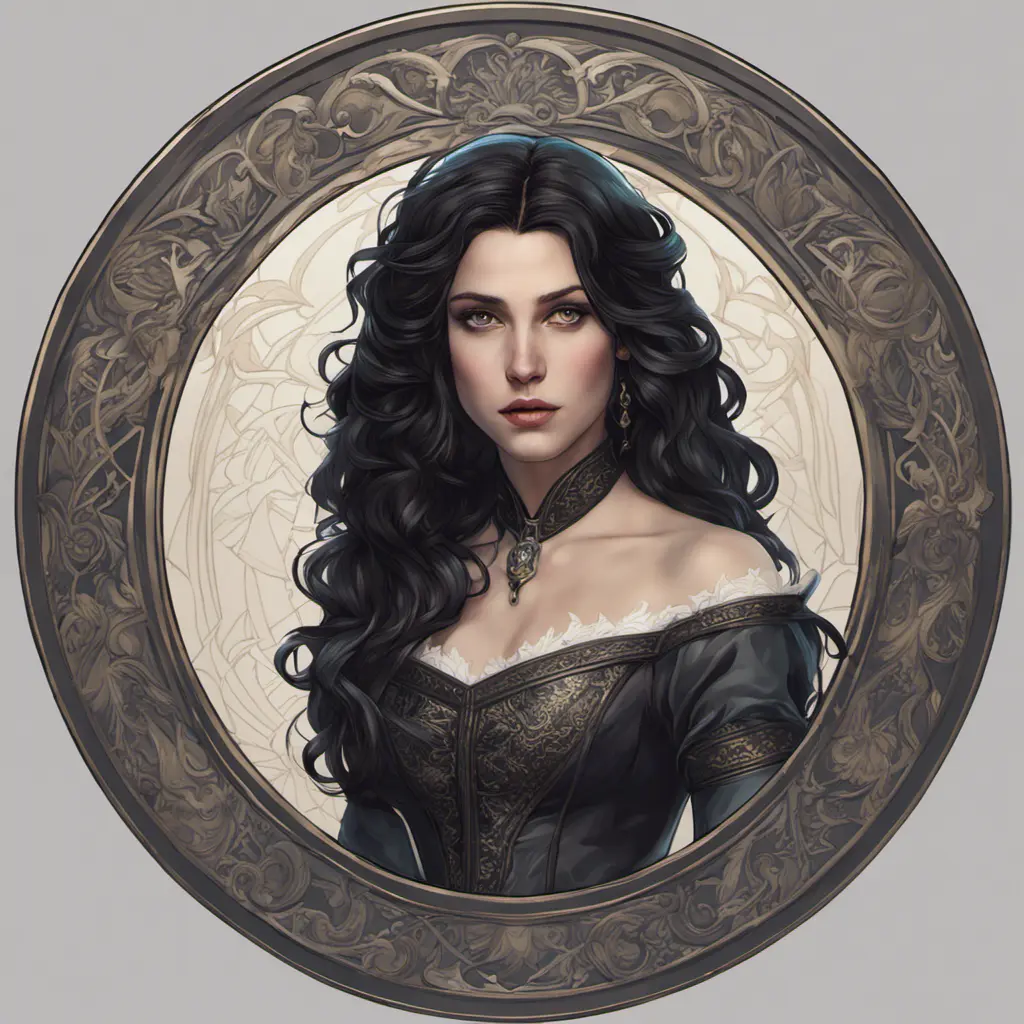 Alluring matte portrait of a beautiful Yennefer, 8k, Highly Detailed, Intricate, Half Body, Realistic, Sharp Focus, Volumetric Lighting, Fantasy, Elegant by Alphonse Mucha