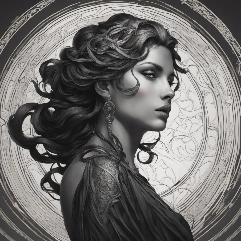 Alluring matte portrait of the beautiful goddess Selene in black, 8k, Highly Detailed, Intricate, Realistic, Sharp Focus, Volumetric Lighting, Fantasy, Elegant by Stanley Artgerm Lau, Alphonse Mucha, WLOP