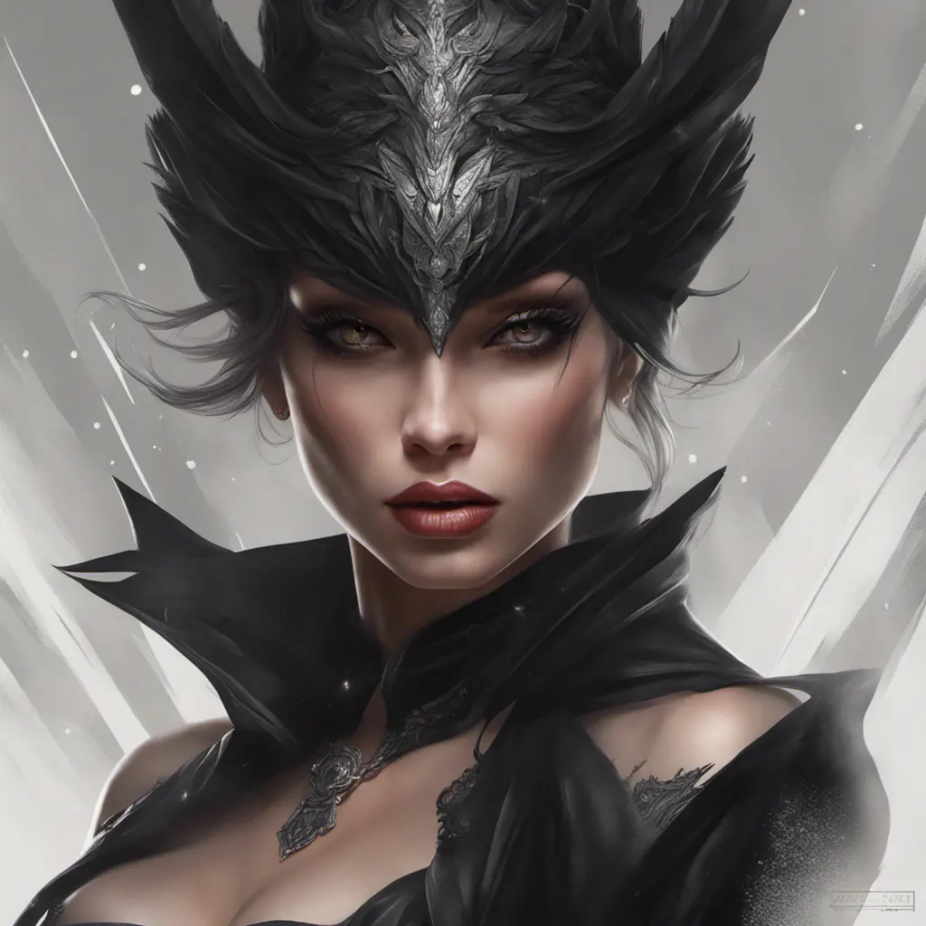 Alluring matte portrait of a fierce beautiful Quinn in black, 8k, Highly Detailed, Intricate, Half Body, Realistic, Sharp Focus, Volumetric Lighting, Fantasy, Elegant by Stanley Artgerm Lau, WLOP, Stefan Kostic