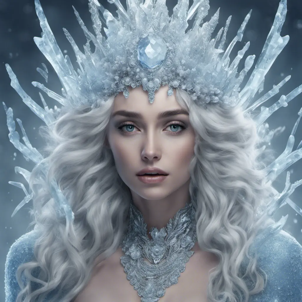 Alluring highly detailed matte portrait of a beautiful ice queen in the style of Stefan Kostic, 8k, High Definition, Highly Detailed, Intricate, Half Body, Realistic, Sharp Focus, Fantasy, Elegant