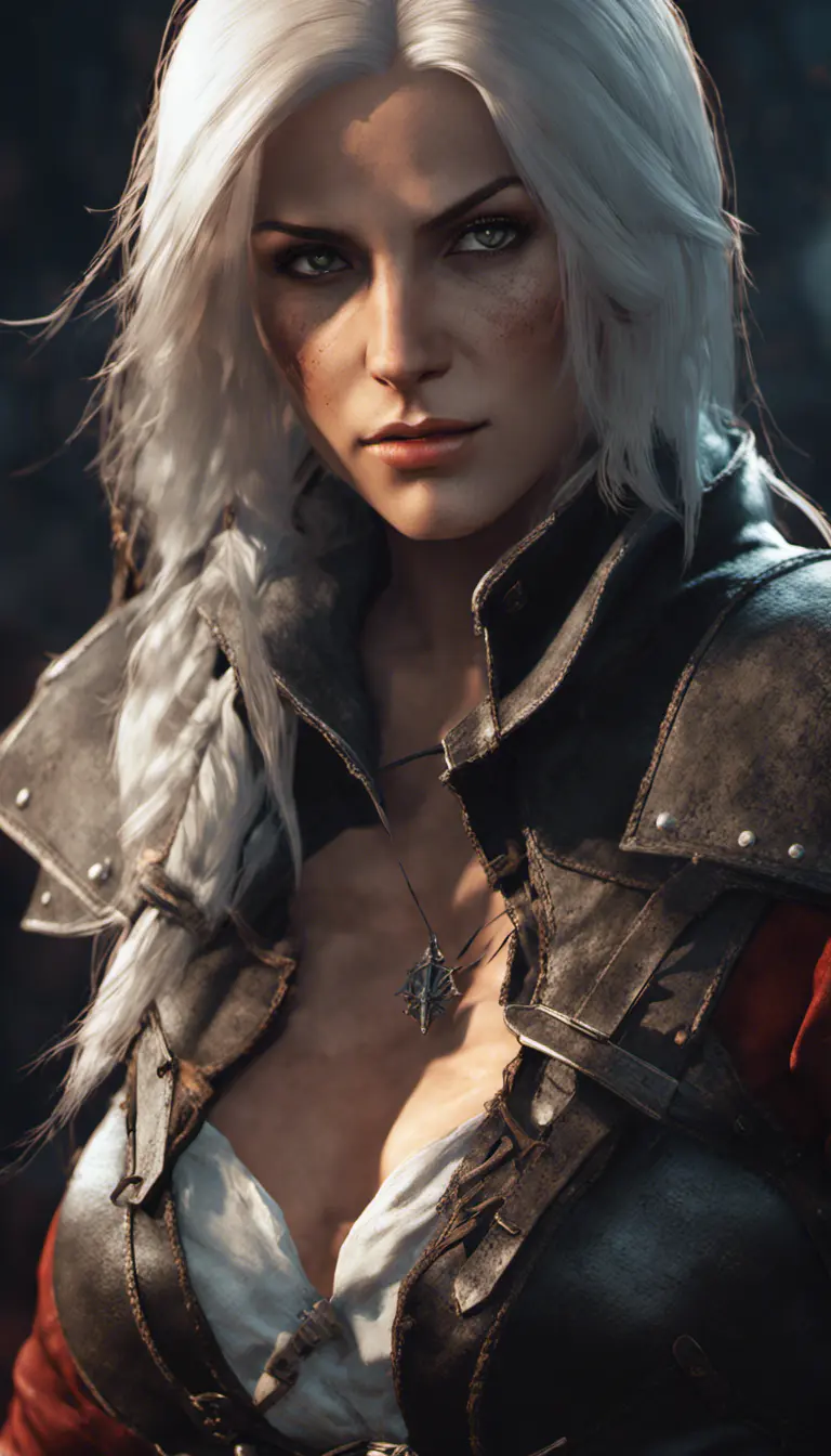 Female rouge assassin in The Witcher 3 Style, 4k, Highly Detailed, Beautiful, Cinematic Lighting, Sharp Focus, Volumetric Lighting, Closeup Portrait, Concept Art