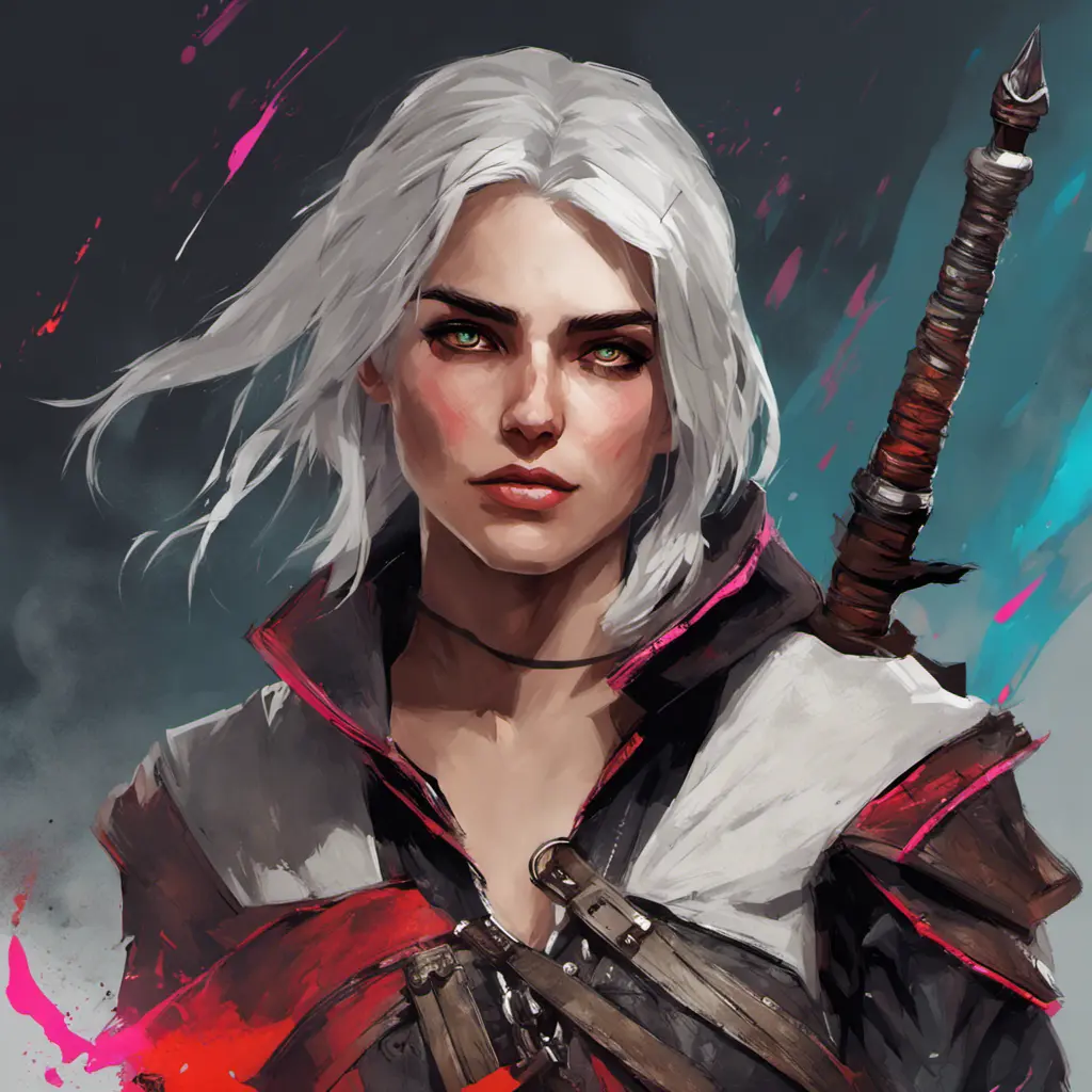 Ciri from The Witcher in Assassin's Creed style, Highly Detailed, Vibrant Colors, Ink Art, Fantasy, Dark by WLOP