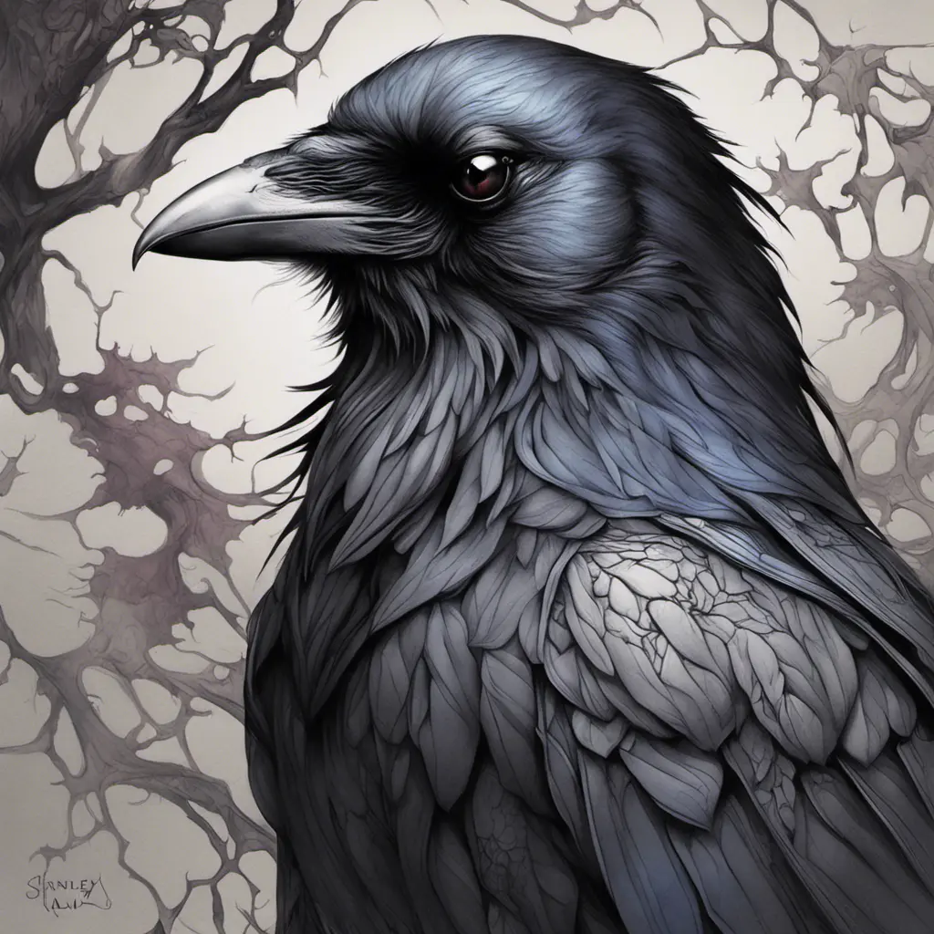 Raven, Highly Detailed, Intricate, Color Splash, Ink Art, Fantasy, Dark by Stanley Artgerm Lau