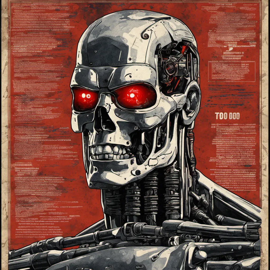 terminator for president, intricate soviet propaganda poster, Cyrillic text, Boris kriukov, vote for T800, sharp focus, text at bottom, Cyrillic, no blur, terminator t800, Dystopian, Highly Detailed, Hyper Detailed, Intricate Details, Ultra Detailed, Half Body, Post-Apocalyptic, Cyberpunk, Futuristic, Psychedelic, Retro-Futurism, Soviet Poster, Digital Painting, Poster, Propaganda Poster, Sharp Focus, Artgerm, Futurism by Beeple, Alex Grey, Alphonse Mucha