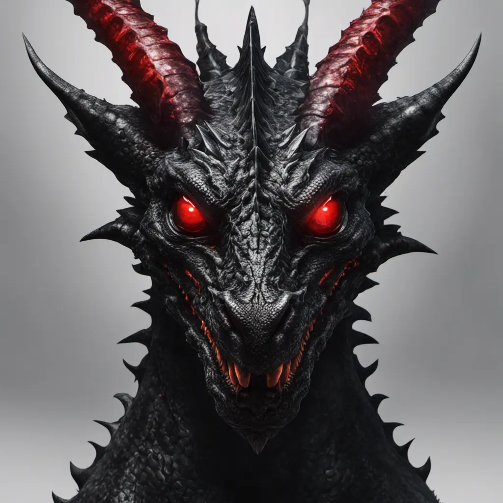 a black dragon with red eyes in 2d, 4k resolution, 8k, HDR, High Definition, High Resolution, Highly Detailed, Hyper Detailed, Ultra Detailed, Closeup of Face, Gothic and Fantasy, Gothic, Horns, Large Eyes, Soft Details, Strong Jaw, Digital Illustration