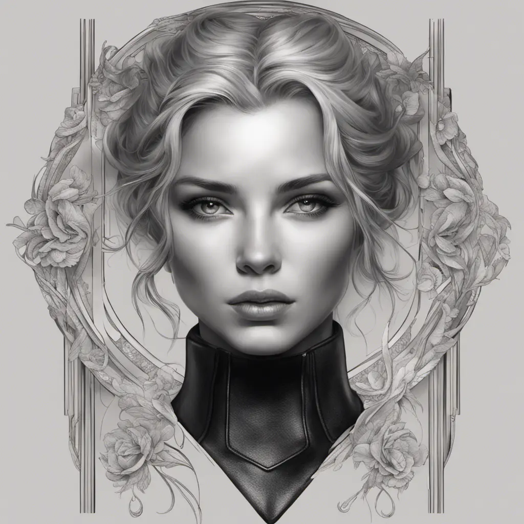 Alluring matte portrait of a beautiful A2 in black leather, 8k, Highly Detailed, Intricate, Half Body, Realistic, Sharp Focus, Volumetric Lighting, Fantasy, Elegant by Stanley Artgerm Lau, Alphonse Mucha, WLOP, Stefan Kostic