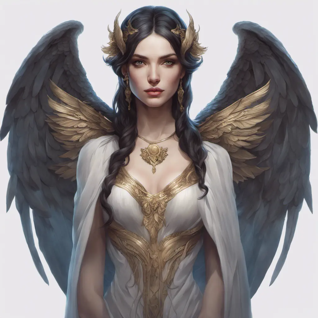 Alluring matte portrait of a beautiful Morgana with wings, 8k, Highly Detailed, Intricate, Half Body, Realistic, Sharp Focus, Volumetric Lighting, Fantasy, Elegant by Stanley Artgerm Lau, Alphonse Mucha, WLOP