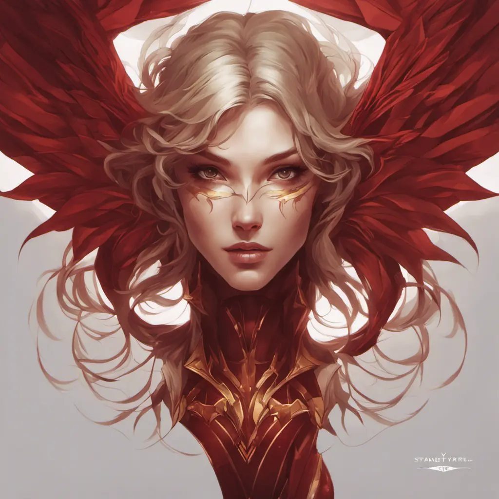 Alluring matte portrait of the beautiful Kayle in dark red, 8k, Highly Detailed, Intricate, Realistic, Sharp Focus, Volumetric Lighting, Fantasy, Elegant by Stanley Artgerm Lau, Alphonse Mucha, WLOP, Stefan Kostic