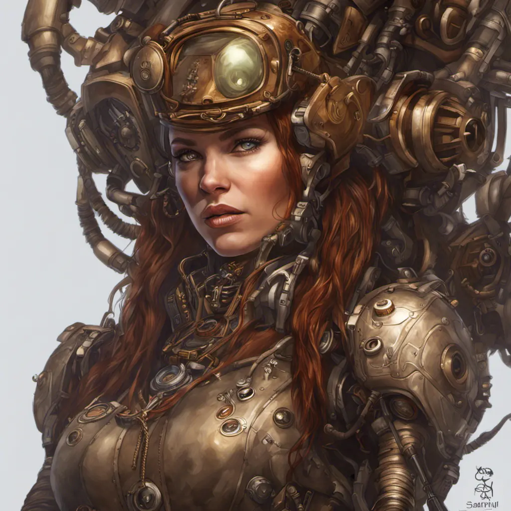 Steampunk portrait of Sarah Kerrigan, Highly Detailed, Intricate, Artstation, Beautiful, Digital Painting, Sharp Focus, Concept Art, Elegant