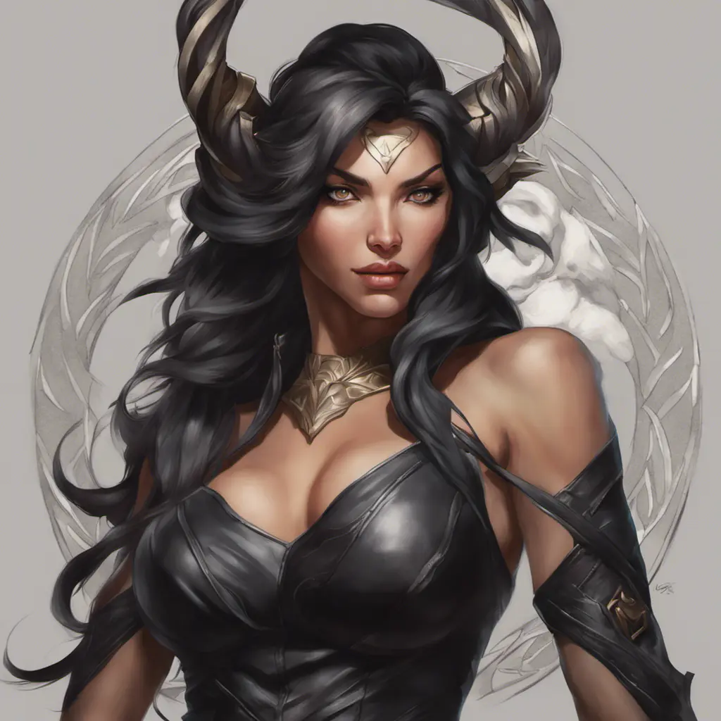 Alluring matte portrait of a beautiful Nidalee wearing black leather, 8k, Highly Detailed, Intricate, Half Body, Realistic, Sharp Focus, Volumetric Lighting, Fantasy, Elegant by Stanley Artgerm Lau, Alphonse Mucha, WLOP