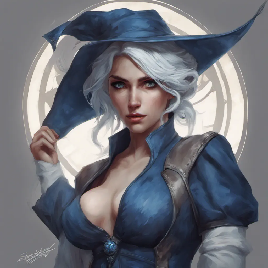 Alluring matte portrait of a beautiful Ciri wearing dark blue, 8k, Highly Detailed, Intricate, Half Body, Realistic, Sharp Focus, Volumetric Lighting, Fantasy, Elegant by Stanley Artgerm Lau, Alphonse Mucha, WLOP, Stefan Kostic