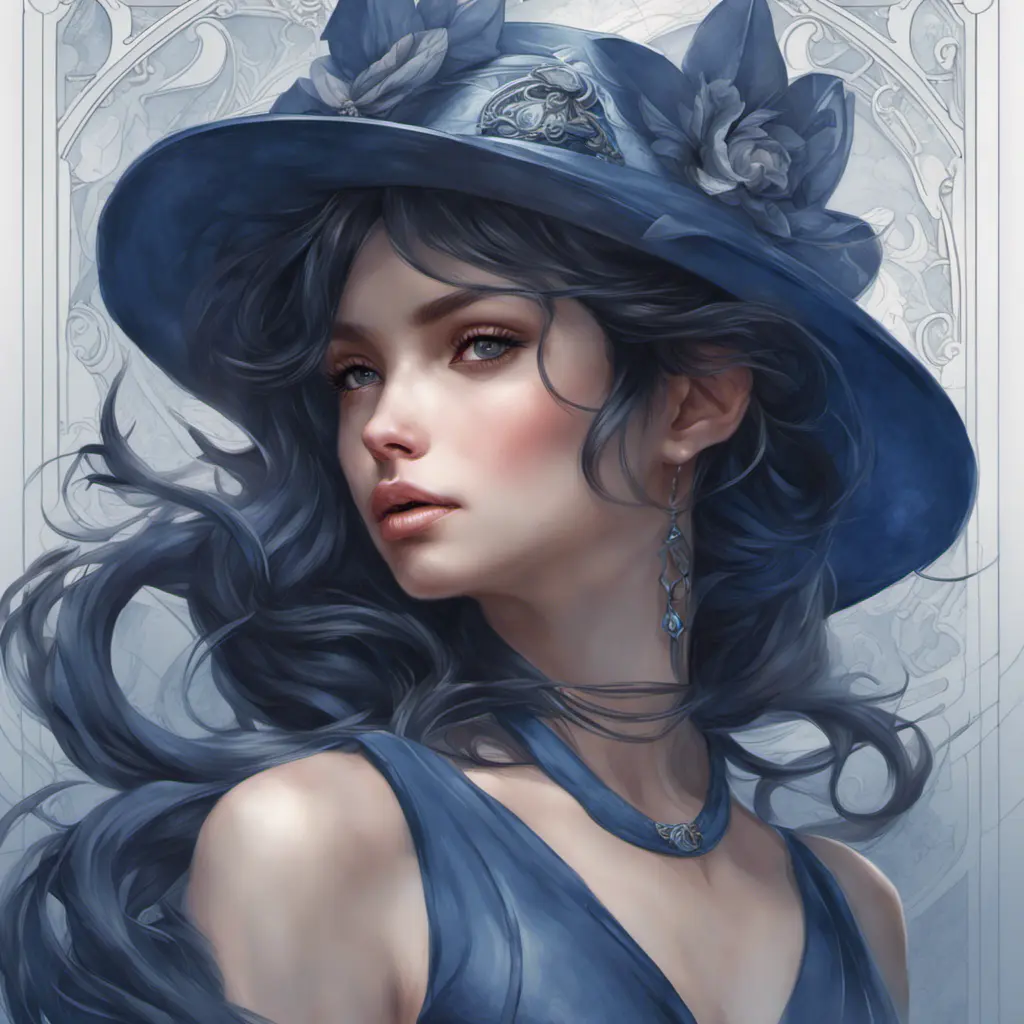 Alluring matte portrait of a beautiful A2 wearing dark blue, 8k, Highly Detailed, Intricate, Half Body, Realistic, Sharp Focus, Volumetric Lighting, Fantasy, Elegant by Stanley Artgerm Lau, Alphonse Mucha, WLOP, Stefan Kostic