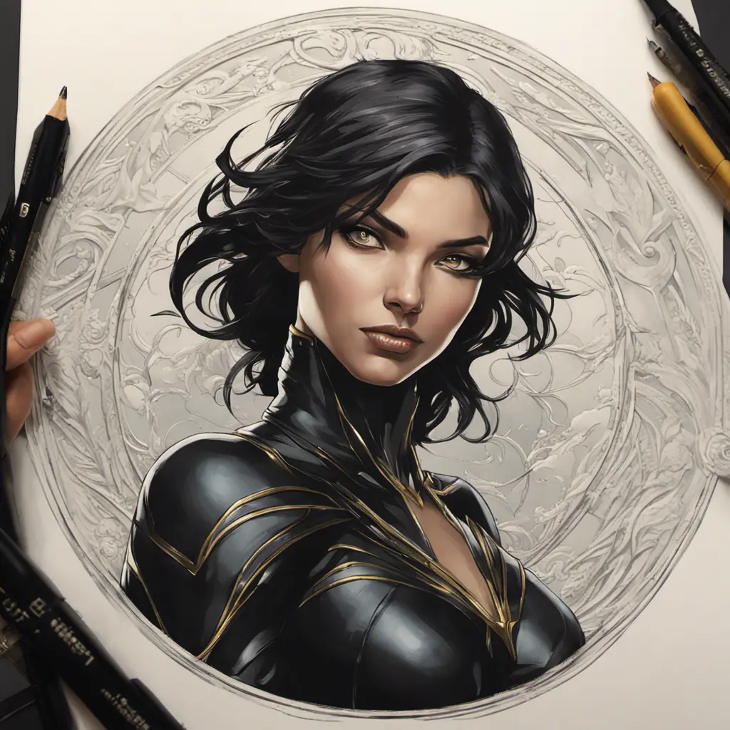 Alluring matte portrait of the beautiful Cassandra Cain in black, 8k, Highly Detailed, Intricate, Realistic, Sharp Focus, Volumetric Lighting, Fantasy, Elegant by Stanley Artgerm Lau, Alphonse Mucha, WLOP, Stefan Kostic