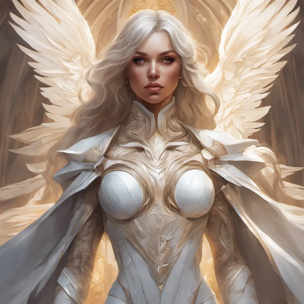 Alluring matte portrait of the beautiful Kayle in white, 8k, Highly Detailed, Intricate, Realistic, Sharp Focus, Volumetric Lighting, Fantasy, Elegant by Stanley Artgerm Lau, Alphonse Mucha, WLOP, Stefan Kostic