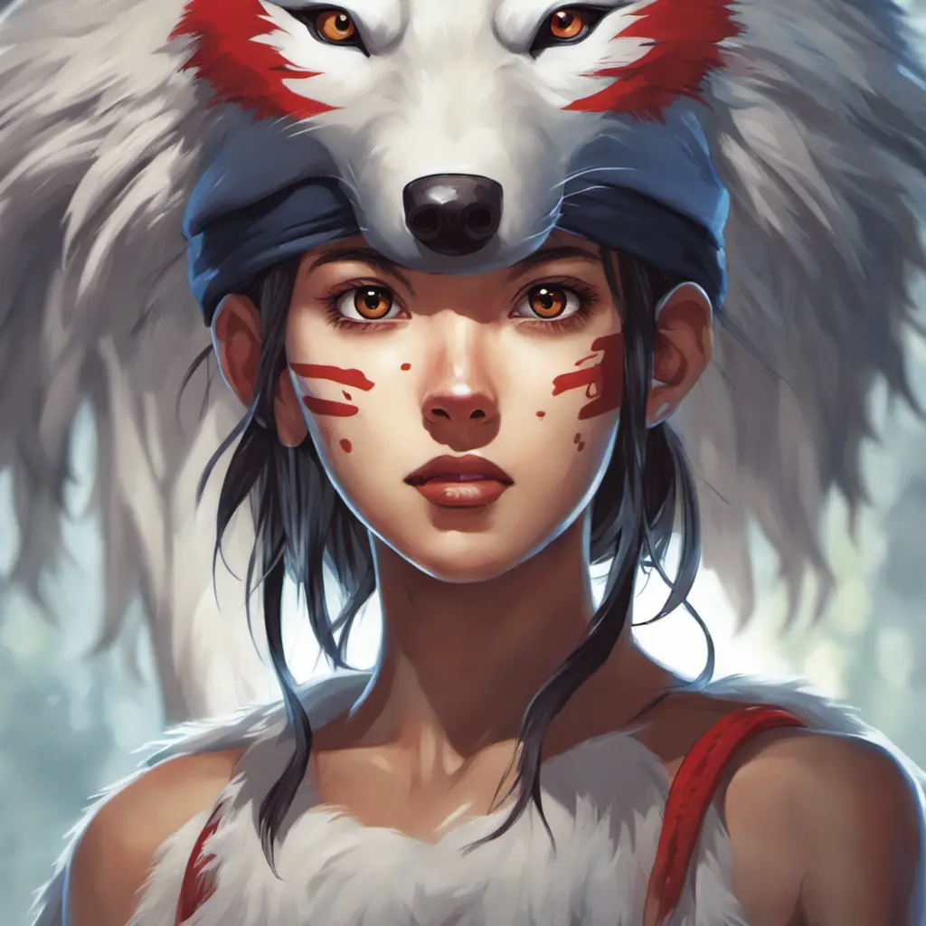 portrait of princess mononoke, 4k, 4k resolution, 8k, Hyper Detailed, Anime by Stanley Artgerm Lau