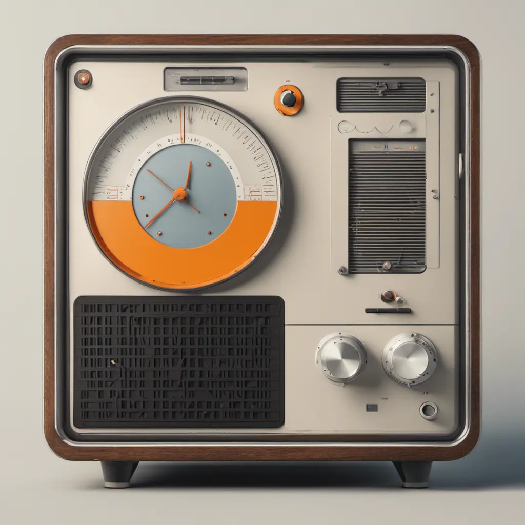 A Time Machine designed by Dieter Rams. stunning industrial design. Natural colors, mid century modern design, 8k, Highly Detailed, Hyper Detailed, Vintage Illustration, Sharp Focus, Smooth, Octane Render, Vector Art