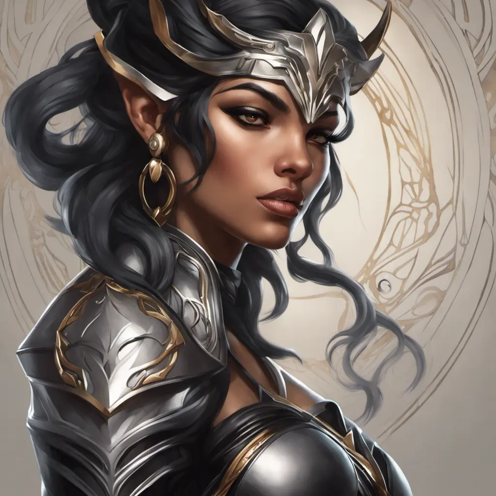 Alluring matte portrait of a beautiful Sivir wearing black leather, 8k, Highly Detailed, Intricate, Half Body, Realistic, Sharp Focus, Volumetric Lighting, Fantasy, Elegant by Stanley Artgerm Lau, Alphonse Mucha, WLOP